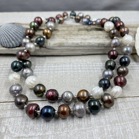 Large Multicolored Fresh Water Pearl Opera Necklace Necklaces