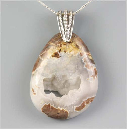 Natural Agate Geode Tear Drop Necklace Necklaces