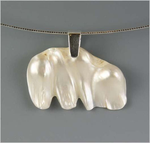 Natural Color Funky Pearl on Silver Omega Necklaces