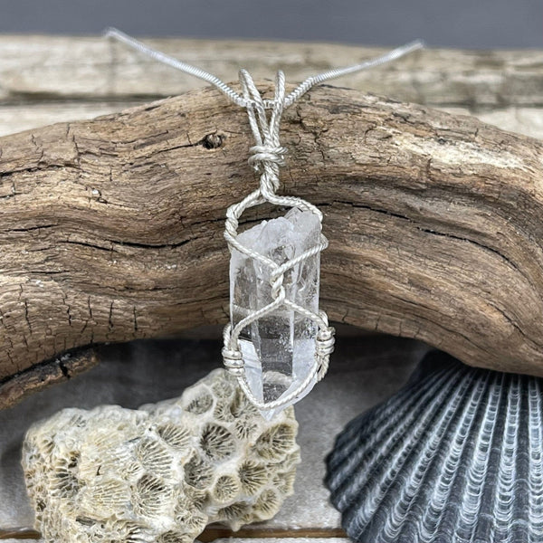Natural Quartz Point Wire Wrapped Pendant Necklaces
