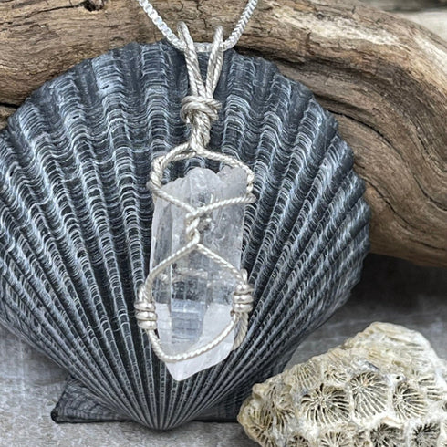 Natural Quartz Point Wire Wrapped Pendant Necklaces
