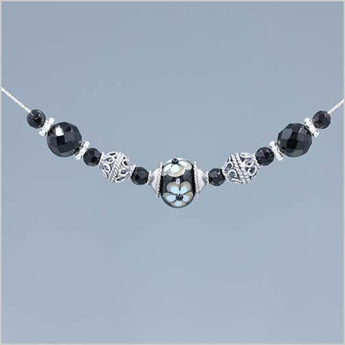 Onyx and Black Glass Lampwork Bead Necklace Necklaces