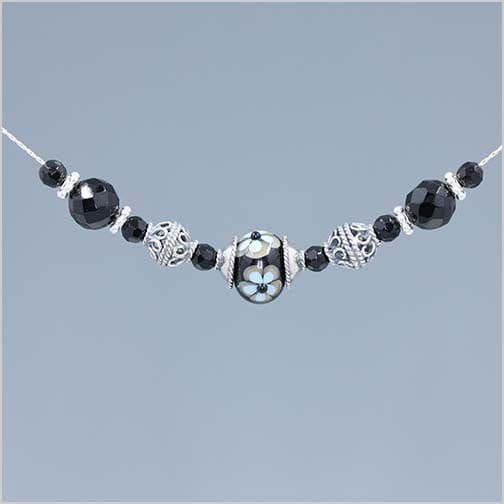 Onyx and Black Glass Lampwork Bead Necklace Necklaces