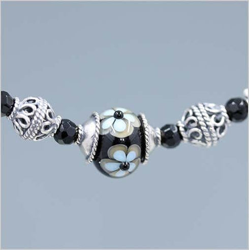 Onyx and Black Glass Lampwork Bead Necklace Necklaces
