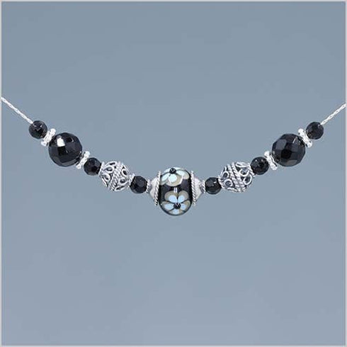 Onyx and Black Glass Lampwork Bead Necklace Necklaces