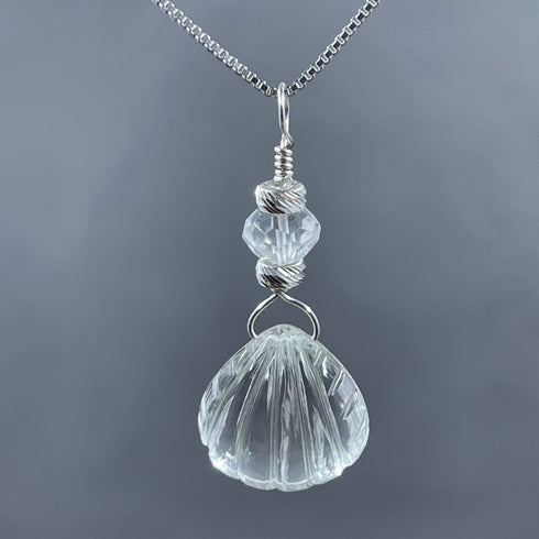 Quartz Crystal Scallop Shell Necklace Necklaces