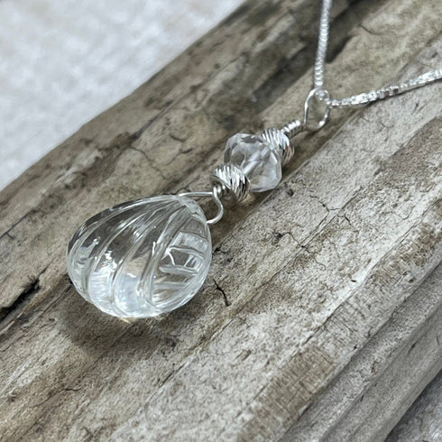 Quartz Crystal Scallop Shell Necklace Necklaces