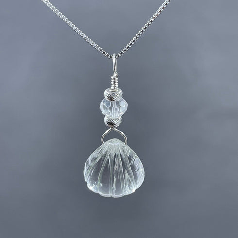 Quartz Crystal Scallop Shell Necklace Necklaces