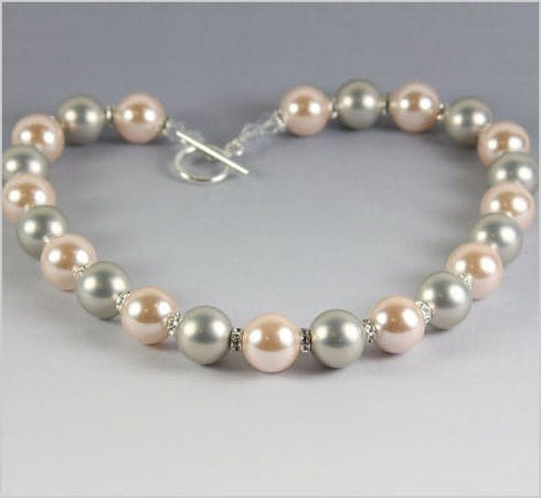 Shell Pearl and Crystal Necklace Necklaces
