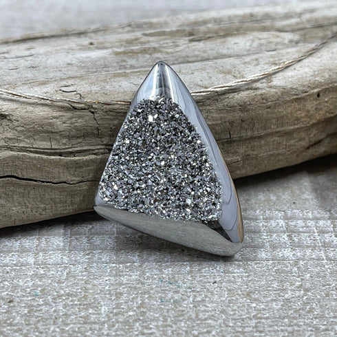 Silver Colored Triangle Sparkling Drusy Necklace Necklaces