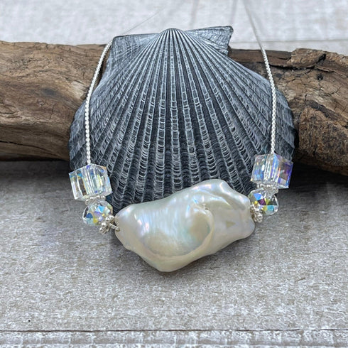 Soufflé Pearl with Crystals Necklace Necklaces