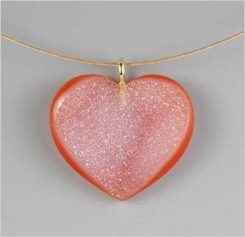 Sparkling Druzy Heart on 925 Gold Plated Cable Chain Necklaces