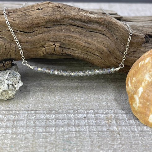 Sparkling Stones Wire-Wrapped Sterling Silver Necklace Necklaces