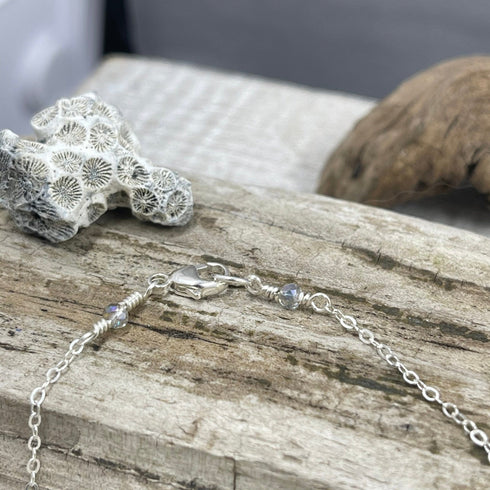 Sparkling Stones Wire-Wrapped Sterling Silver Necklace Necklaces