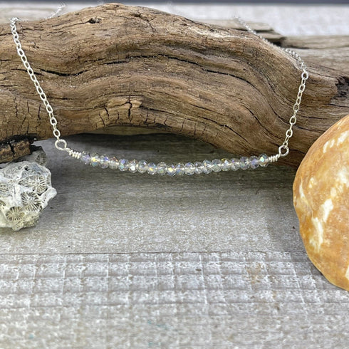 Sparkling Stones Wire-Wrapped Sterling Silver Necklace Necklaces
