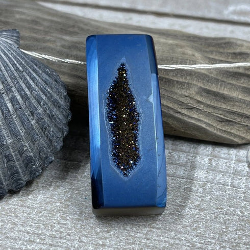 Stunning Colbalt Blue Drusy Bar Necklace Necklaces