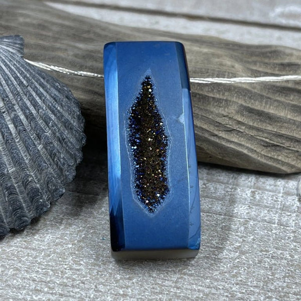 Stunning Colbalt Blue Drusy Bar Necklace Necklaces