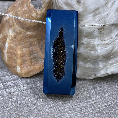 Stunning Colbalt Blue Drusy Bar Necklace Necklaces