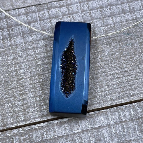 Stunning Colbalt Blue Drusy Bar Necklace Necklaces