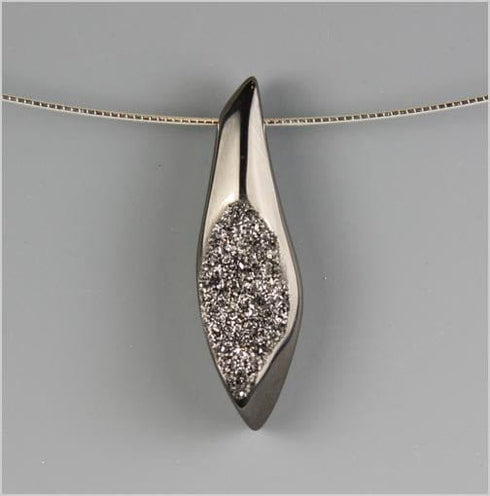 Titanium Coated Druzy Tear Drop on Omega Chain Necklaces
