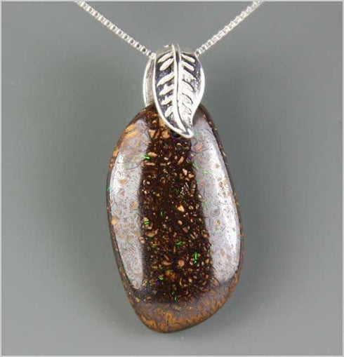 Yowah Boulder Opal Matrix Green Sparkles Necklace Necklaces