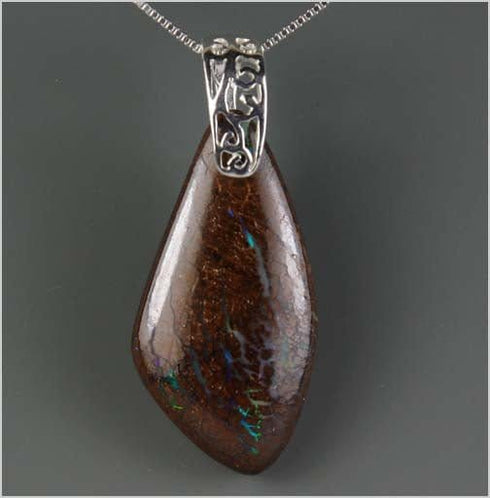 Yowah Boulder Opal Matrix Wing Shaped Necklace Necklaces