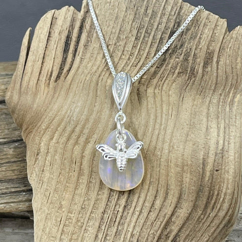 Australian Mintabie 2.3 CT Opal with Honey Bee Charm Necklace Pendant