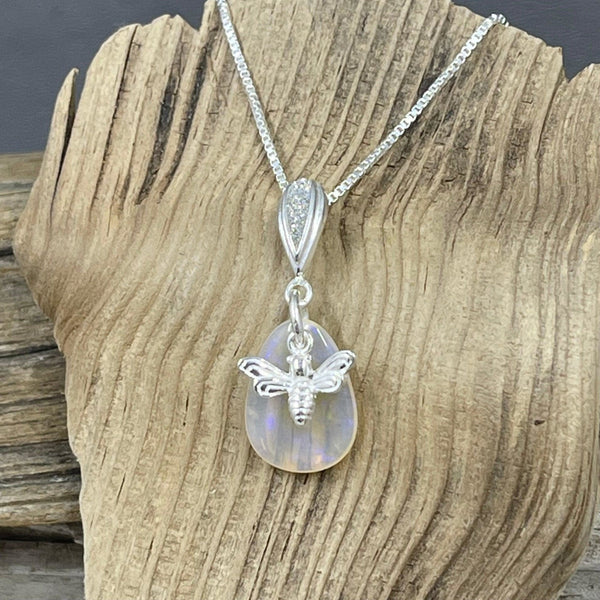 Australian Mintabie 2.3 CT Opal with Honey Bee Charm Necklace Pendant