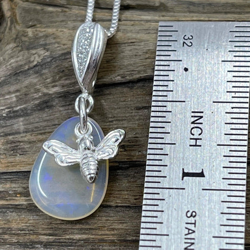 Australian Mintabie 2.3 CT Opal with Honey Bee Charm Necklace Pendant