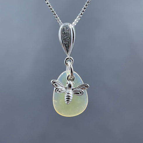 Australian Mintabie 2.3 CT Opal with Honey Bee Charm Necklace Pendant