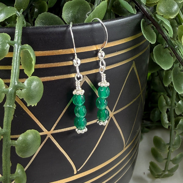 Confessions:  Green Onyx Dangle Earrings