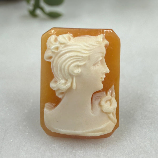 Confessions: 16x12 Hand-Carved Shell Cameo – Octagon Lady with Floral Detail Gems