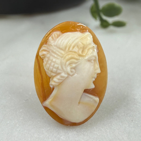 Confessions: 18x13 Hand-Carved Shell Cameo – Carnelian Lady Portrait Gems