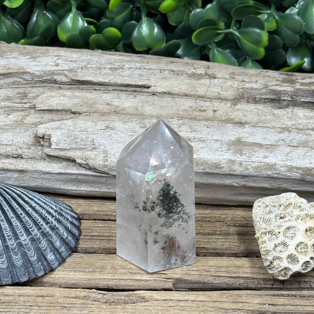 Garden Quartz Crystal Tower | Lodolite Natural Inclusion Mineral Specimen