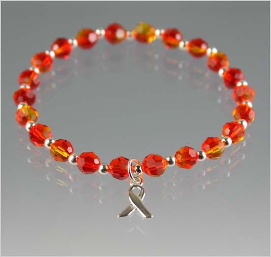 One Cause Ribbon Bracelet With Crystals | Leukemia Awareness - KIS Jewelry